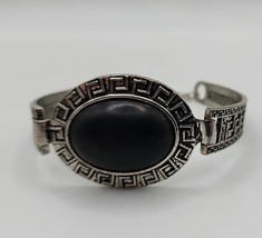 Paparazzi Uptown Ruler Black &amp; Silver Aztec Tribal Adjustable Bracelet - £11.59 GBP