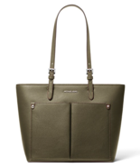 New Michael Kors Jet Set Travel Medium Double Pocket Tote Olive - $1,901.46 MXN