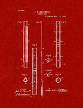 Fishing Rod Patent Print - Burgundy Red - $7.95+