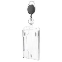 Clear Card Holder Dual Use PS Double ID Badge Holder with Telescopic Buc... - $6.11