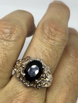 Vintage Original Ahumado Topacio Deco 925 Anillo Plata de Ley - £89.02 GBP