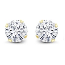 2Ct Round Brilliant Cut Moissanite Solitaire Stud Earrings Yellow Gold Plated - $121.54