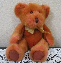 Russ Berrie Tinker The Orange Teddy Gold Bow 8&quot; - $9.25