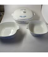 1960 Corning Ware Blue Cornflower P-10-B Casserole 10&quot; Skillet &amp; Side Di... - £36.71 GBP