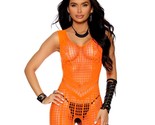 Footless Crochet Bodystocking Lace Pothole Cut Outs Crotchless Neon Oran... - $23.75