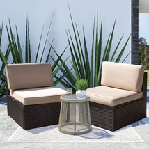 Homall 2 Pieces Outdoor Patio Furniture Set, All Weather PE Rattan Wicker - £187.04 GBP