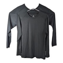 Womens Blank Black Long Sleeve Tee Shirts Large Plain Lightweight - £25.52 GBP