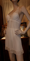 Vtg Ivory Sz S Marilyn Monroe Sheer Mesh &amp; Lace Halter Bra Nightgown~Bridal - £14.24 GBP