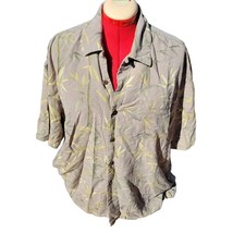 Vtg Silk Hawaiian Shirt Floral Aloha Button Down 90s y2k Green XXL - £16.18 GBP