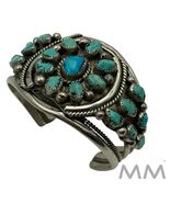 Native American Handmade Sterling Silver  Turquoise Big Bracelet 53 Grams - $800.00