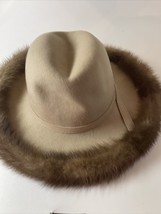 Geo W Bollman Beige Doeskin Felt Hat With Faux Fur 100% Wool Sheek Hat - £26.35 GBP