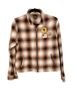 Obey Brown Plaid Propaganda Zip Front Flannel Jacket Medium - $42.08