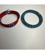 Native American Hand Beaded Geometric Bracelets 2 - $26.14