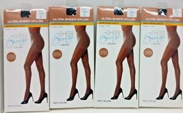 ( LOT 4 ) Sheer Breeze By Gildan Ultra Sheer Pantyhose Black Size C BRAND NEW - £17.12 GBP