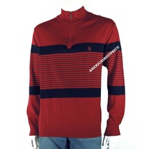 Nautica New Mens Quarter Zip Navy Blue Striped Navtech Red Sweater Nwt Ret $98 - £23.05 GBP