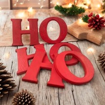 Ho Ho Ho Vtg Red Faux Wood Foam Hanging Christmas Letters - £28.01 GBP