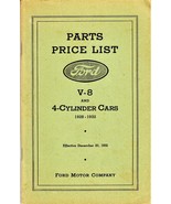 FORD MOTOR COMPANY Parts Price List V-8 AND 4-CYLINDER CARS 1928-1932 Re... - $255.34 MXN