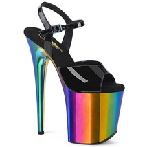 PLEASER Sexy 8&quot; Heel Rainbow Chrome Platform Stripper Pole Dancer Black Shoes - £64.81 GBP