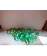 Glass Cat&#39;s Eye Marbles Green &amp; 15 Other (1 Shooter &amp; 40 Marbles) - $30.00