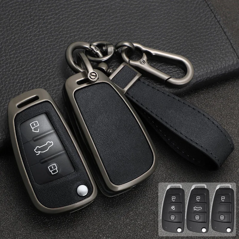 Zinc Alloy+ Leather Car Key Case Cover for Audi A1 A3 A4 8P 8L 8V A5 B6 ... - $21.30