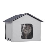 VEVOR Heated Cat House Foldable Kitty Shelter with Heated Pad Gray Middle - $128.99