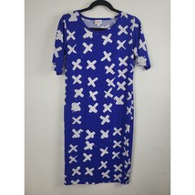Lularoe Julia Simply Comfortable Tunic Dress Small Womens Blue Cross Print - £22.54 GBP