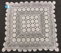 100% Cotton White Square Handmade Crochet Lace 33X33&#39;&#39; Tablecloth - £28.54 GBP