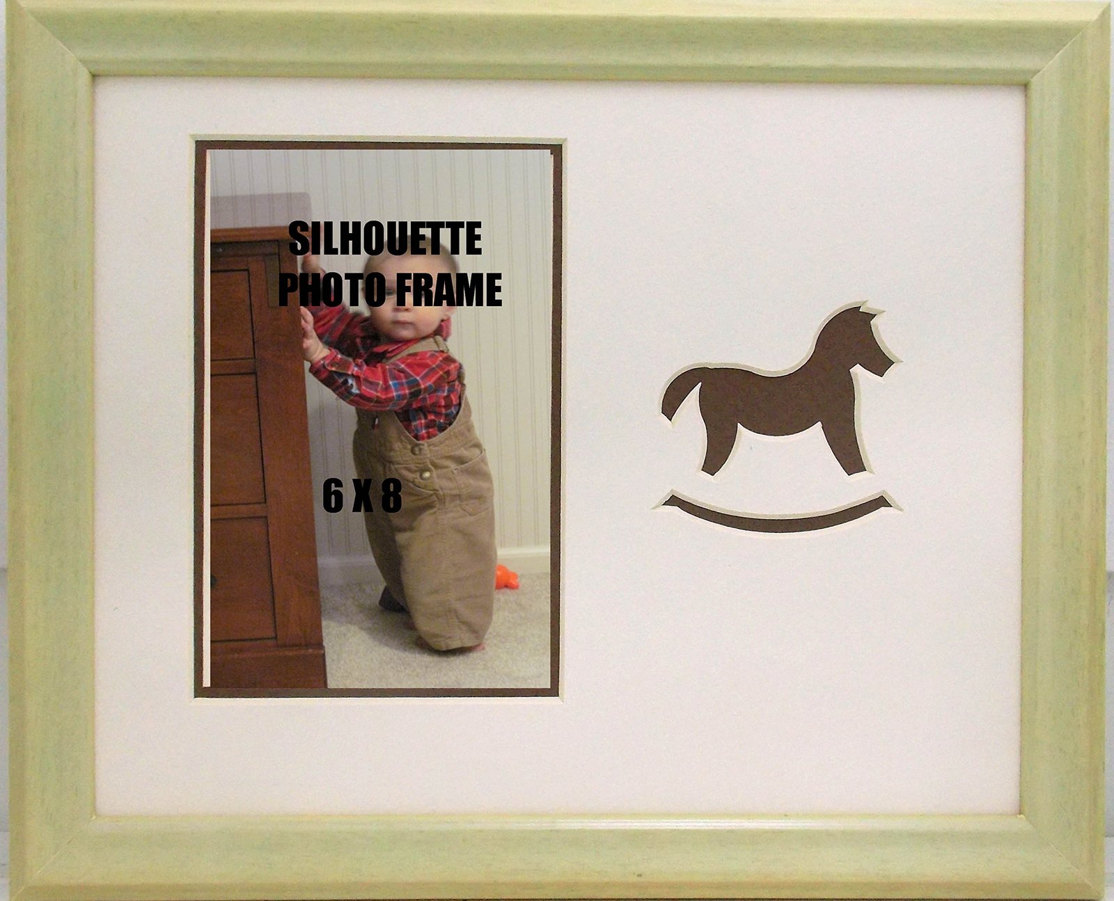 Wall Mount Childrens Brown Rocking Horse Infant Nursery Photo Frame 8x10 Hold 4x