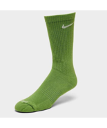 NIKE EVERYDAY PLUS Performance Cushion Crew Socks GREEN WHITE WOMENS 10 -13 - $13.00