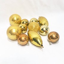 Lot Gold Balls Christmas Ornaments Glass and Plastic Craft Repaint - £12.33 GBP