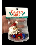 Santa Moon Christmas Ornament NEW Vintage Folk Art Molded Clay Buttons 90s - $22.22