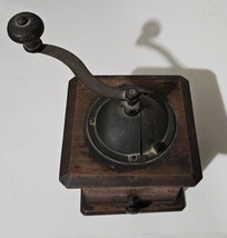 Vintage French Peugeot Wooden  Metal Hand Cranked Coffee Grinder with Dr... - $34.95