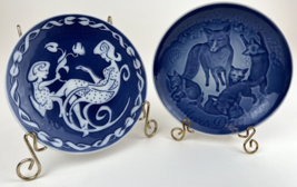 2 Mothers Day Plates Fox/Cub 1973/1979 Bing Grondhal Royal Copenhagen Blue/White - £39.68 GBP