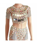 Beautifull Hollow Out Beaded Sexy Two Piece Set Crystal Top And Tassel S... - $375.99