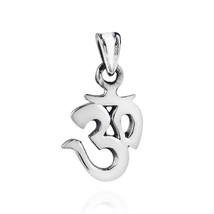 Petite Aum or Om Harmony Symbol .925 Sterling Silver Pendant - £14.78 GBP