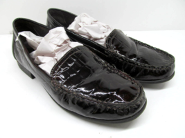 Clarks Bendables  Brown Patent Moc Toe Croc Print Loafers Size US 8.5 M - £9.50 GBP