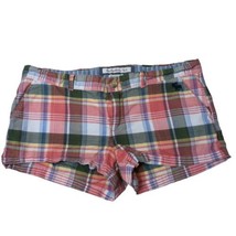 Vtg Abercrombie &amp; Fitch Shorts Womens Size 2 Pink Plaid Chino Y2K Logo - $9.91
