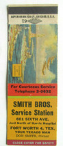 Smith Bros. Service Station - Fort Worth, Texas Texaco 20 Strike Matchbook Cover - £1.57 GBP