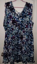 Torrid Sz.3 (3xl) Blue Floral Sleeveless Fit And Flair Dress W/drawstrin... - $21.25