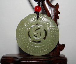 YW 2&quot; China Certified Nature Hetian Nephrite Jade 3 Lucky Dragon Necklac... - £68.81 GBP