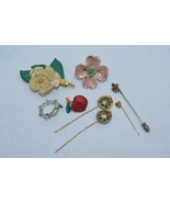 Vtg ENAMEL FLOWER FLORAL PIN BROOCH Made in  U.S.A  Plus Others - £10.99 GBP