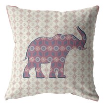 16&quot; Magenta Elephant Indoor Outdoor Throw Pillow - £41.21 GBP