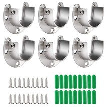 6 Packs Stainless Steel Closet Pole Sockets- Closet Rod End Supports, Fl... - £18.02 GBP