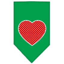 Red Swiss Dot Heart Screen Print Bandana Emerald Green Small - £9.14 GBP