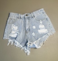 SHEIN Jean Shorts Distressed Ripped Raw Hem Women’s Size 6 Blue - $262.39 MXN