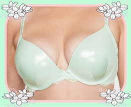 $75 38DD Misty Green Foil Shimmer Lace Dream Angels Victorias Secret Pu Uw Bra - £35.96 GBP