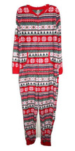 One Piece Adult Large Fleece Sleeper Zip Front Holiday Winter Snowflakes - $14.99