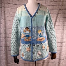 Vintage Storybook Knits a Bottoni Mare Suoni Maglione Donna XS Cardigan ... - $29.09