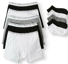 Wonder Nation Boys 5 Pack Boxer Briefs Underwear Large &amp; 5 Pair No Show ... - $15.12