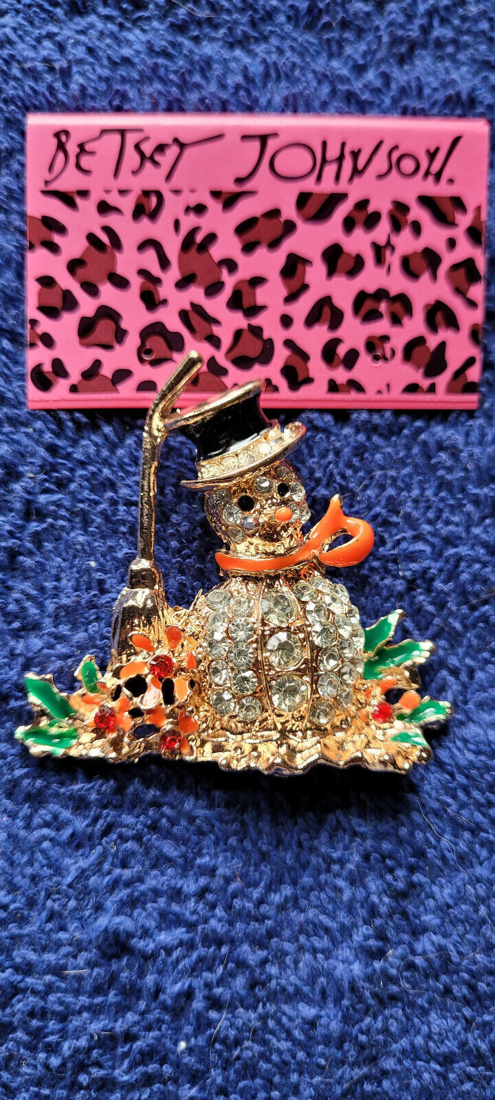 Primary image for New Betsey Johnson Brooch Snowman Halloween Fall Winter Collectible Decorative
